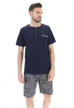 Pigiama Corto Chiusura Serafino Con Pantalone Fantasia Cachemire Admas