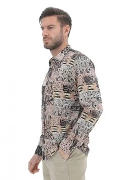 Camicia Casual Uomo Age In Msto Lino E Cotone Con Fantasia Astratta -Negozio Da Uomo Alla Moda 0209c74c8a2843d584b5626dbf7bfd4b