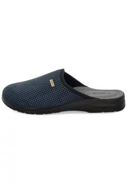 Ciabatte Tiglio Con Sottopiede In Pelle Made In Italy Blu A Quadretti