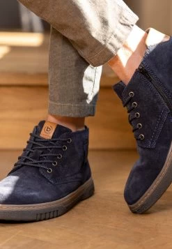 Polacchino Bugatti 321-a5z30-1400 In Pelle Blu Con Zip Laterale