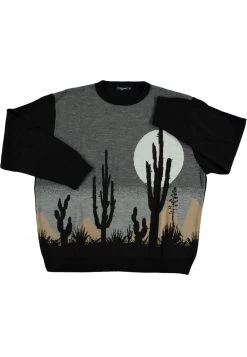 Maglione Girocollo Maxfort Over Made In Italy Con Ricamo Deserto