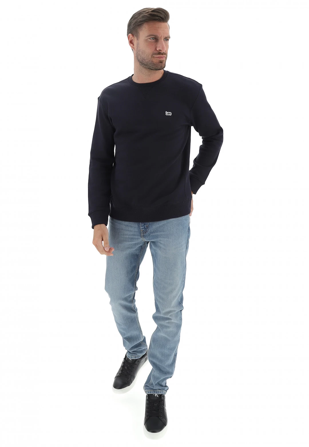 Felpa Girocollo Uomo Lee Tinta Unita Con Patch Logo 6 Felpa Girocollo Uomo Lee Tinta Unita Con Patch Logo - immagine 4