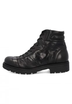 Stivaletto Nerogiardini In Pelle Con Lacci E Zip Made In Italy