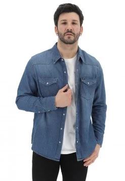 Camicia In Denim Wrangler Uomo Regular Fit
