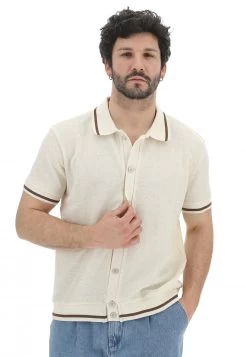 Polo Con Bottoni 8.9 Uomo In Maglia Lavorata E Profili A Contrasto
