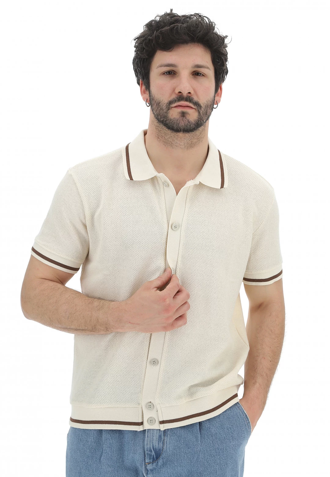 Polo Con Bottoni 8.9 Uomo In Maglia Lavorata E Profili A Contrasto 3 Polo Con Bottoni 8.9 Uomo In Maglia Lavorata E Profili A Contrasto