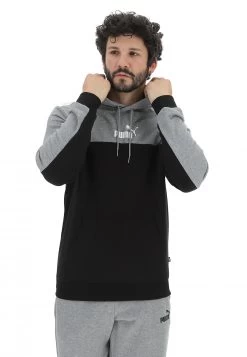 Felpa Puma Tricolore Con Cappuccio E Logo Frontale