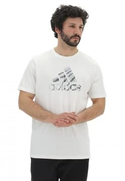T-shirt Adidas In Cotone Con Maxi Logo Centrale A Contrasto