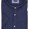Camicia Coreana Misto Lino Manica Corta Ascot Comfort