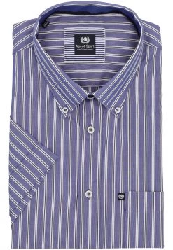 Camicia A Manica Corta Comfort Fit Ascot Sport In Fantasia Righe -Negozio Da Uomo Alla Moda 3d0fa9afa9b104be90a2e324ea043e9c