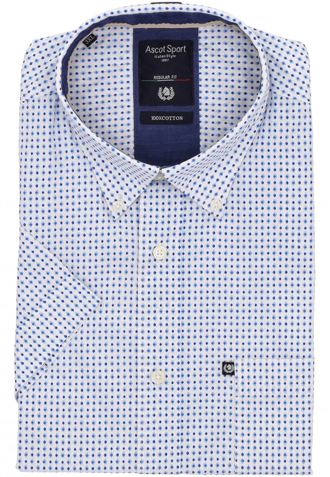 Camicia Maniche Corte Comfort Fit Ascot Sport In Microfantasia All Over 3 Camicia Maniche Corte Comfort Fit Ascot Sport In Microfantasia All Over