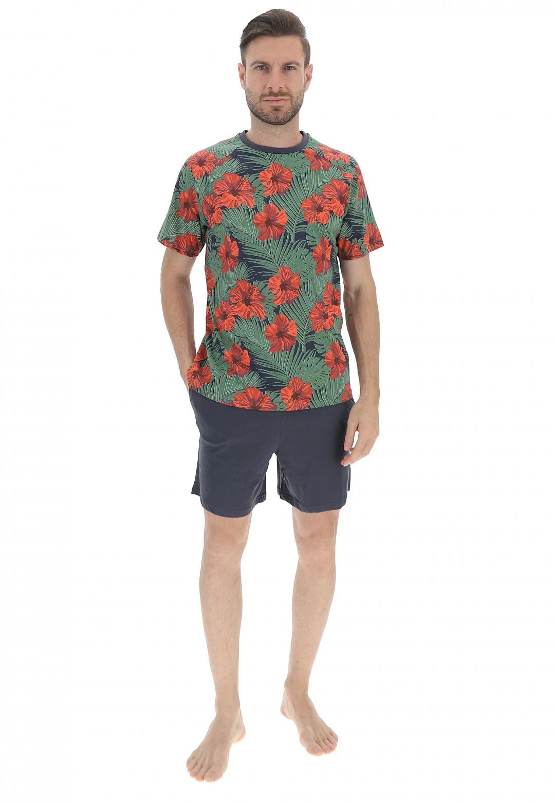 Pigiama Corto Promise Uomo Con T-shirt Floreale 3 Pigiama Corto Promise Uomo Con T-shirt Floreale