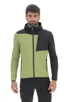 Giacca Pile Outdoor Cmp Uomo Con Cappuccio E Tramatura Rigata All Over