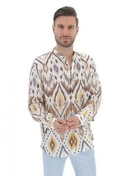 Camicia Leggera Con Collo Alla Coerana Over/d Fantasia All Over