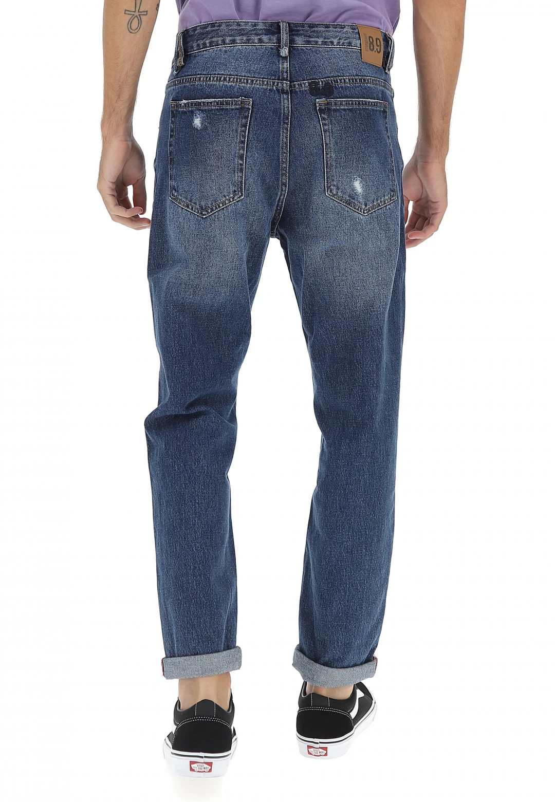 Pantalone Jeans 8.9 Mod. Wilson In Cotone Loose Fit Con Lavaggio Scuro E Rotture 5 Pantalone Jeans 8.9 Mod. Wilson In Cotone Loose Fit Con Lavaggio Scuro E Rotture - immagine 3