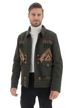 Giubotto Gianni Lupo In Simil Pelle Con Inserti Fantasia Etnica