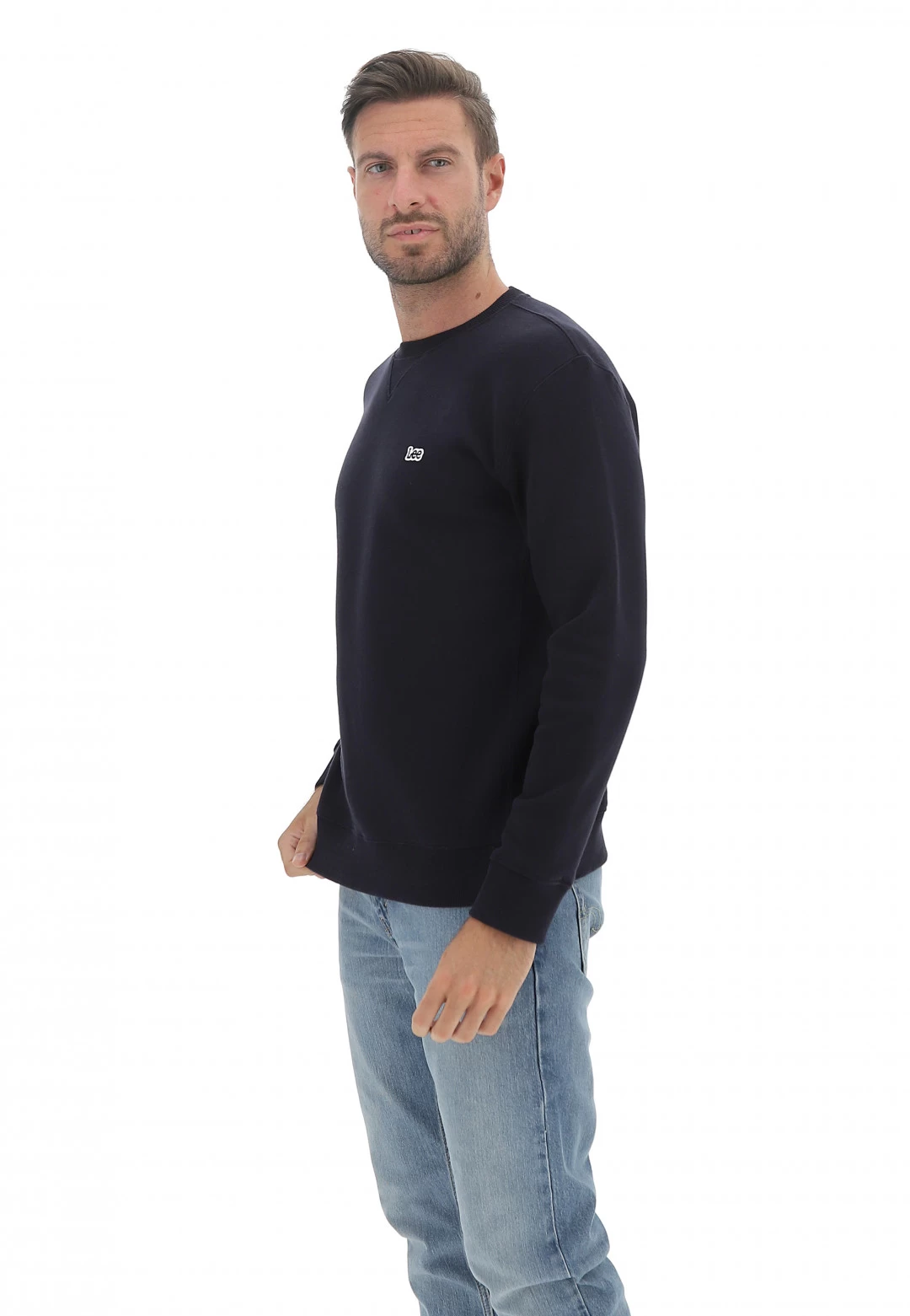 Felpa Girocollo Uomo Lee Tinta Unita Con Patch Logo 4 Felpa Girocollo Uomo Lee Tinta Unita Con Patch Logo - immagine 2