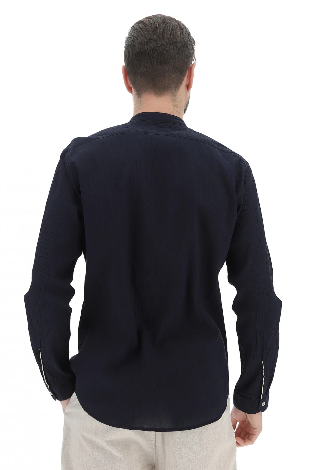 Camicia 8.9 Collo Coreana Con Tessuto Rigato Tinta Unita 10 Camicia 8.9 Collo Coreana Con Tessuto Rigato Tinta Unita - immagine 8