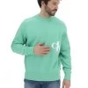 Felpa Girocollo Calvin Klein Jeans Uomo Con Logo Spruzzato Sul Fianco