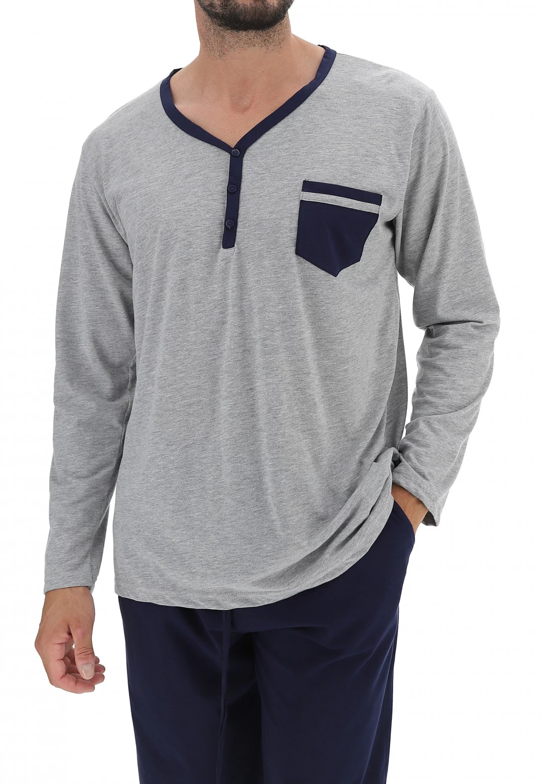 Pigiama Lungo Bicolor Uomo 11 Pigiama Lungo Bicolor Uomo - immagine 9