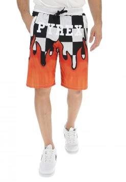 Bermuda Pyrex Made In Italy Retinato Con Logo Gommato E Stampa Fiamme