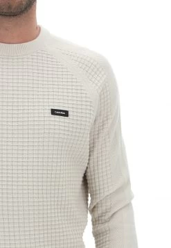 Maglioncino Girocollo Calvin Klein Con Lavorazione Waffle E Patch Uomo -Negozio Da Uomo Alla Moda 7222dc28867543a713a1ee52c81ee858