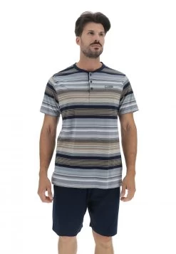 Pigiama Corto Completo Uomo Antonio Miro In Fantasia Righe Colorate