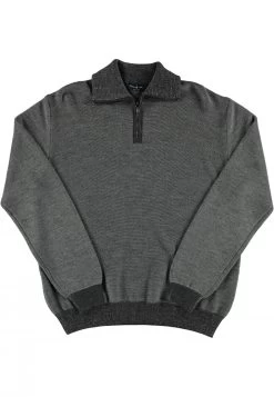 Maglia Lavorata Con Mezza Zip Rotte Mediterranee Comfort Fit In Misto Lana Merino Made In Italy