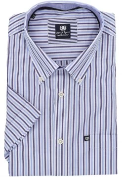 Camicia A Righe Ascot Manica Corta Comfort