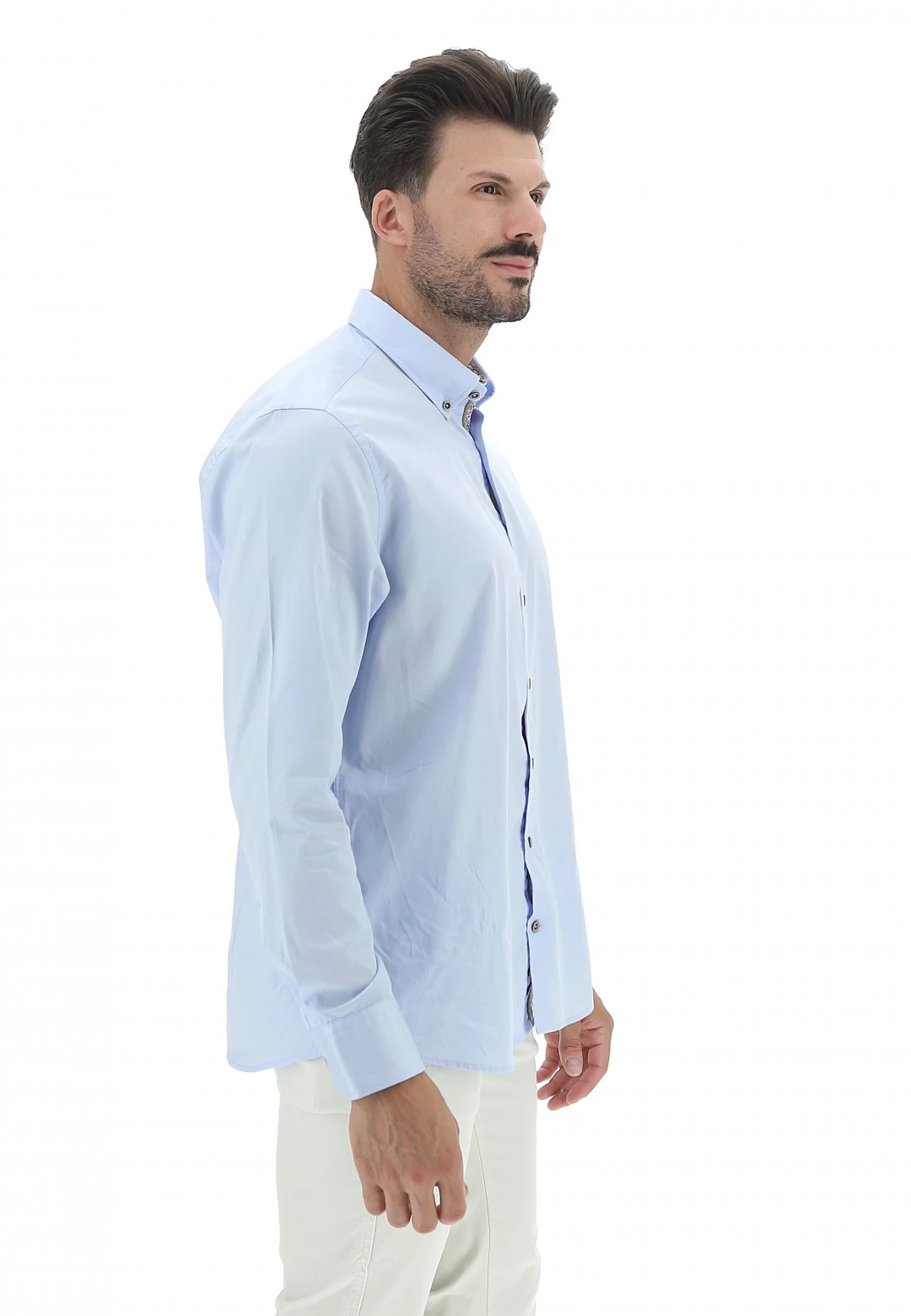 Camicia Uomo Bugatti In Cotone Tinta Unita Con Bottoni A Contrasto 4 Camicia Uomo Bugatti In Cotone Tinta Unita Con Bottoni A Contrasto - immagine 2