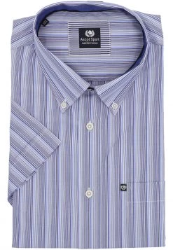 Camicia A Manica Corta Comfort Fit Ascot Sport In Fantasia Righe -Negozio Da Uomo Alla Moda 88bc7789208f05bd5113f158c1fe78ab