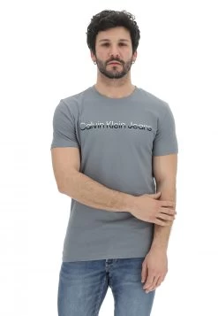 T-shirt Calvin Klein Jeans Uomo Con Scritta Logo Bicolor Centrale