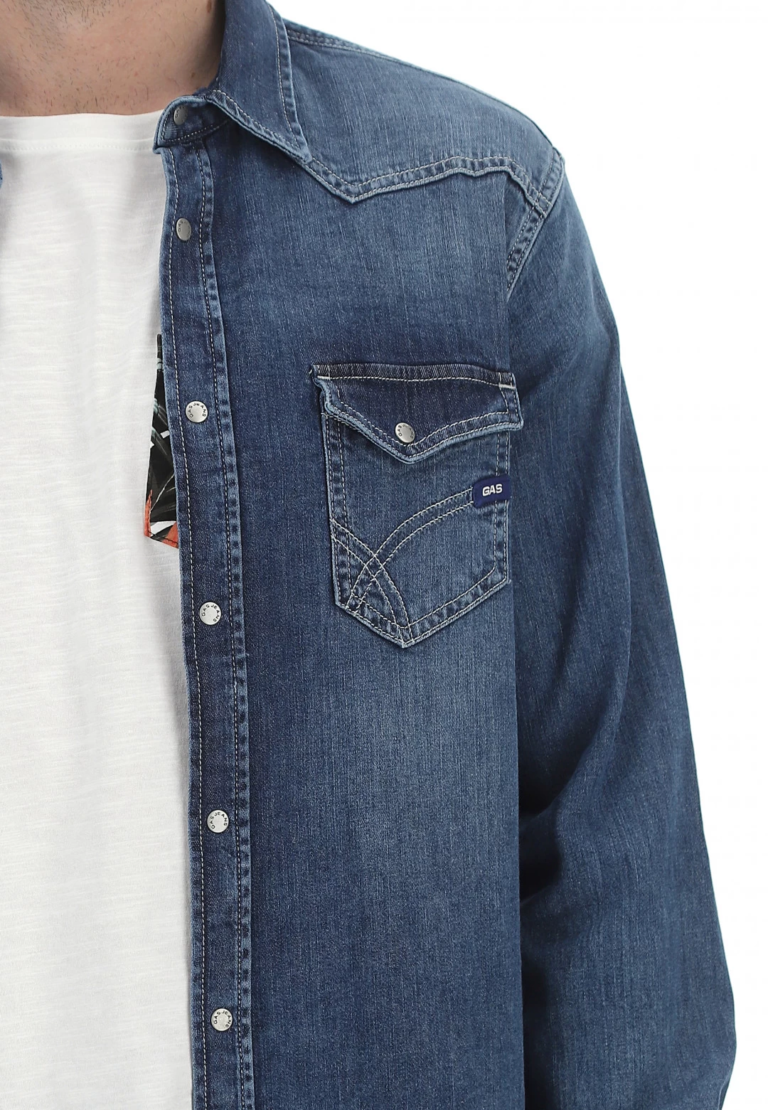 Camicia In Denim Gas Uomo Con Bottoni A Pressione 7 Camicia In Denim Gas Uomo Con Bottoni A Pressione - immagine 5