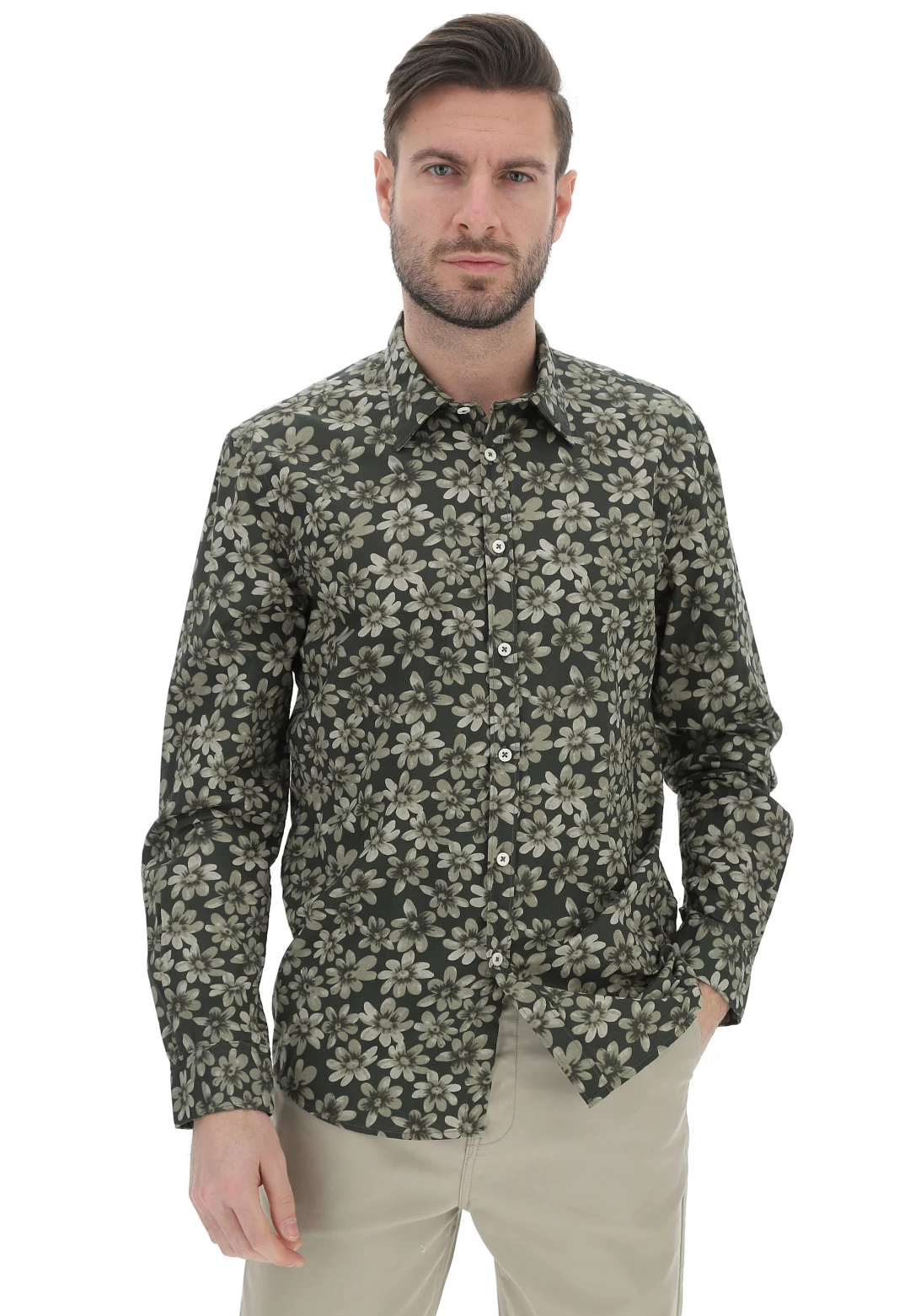 Camicia Casual Age Uomo In Cotne Con Fiori All Over 3 Camicia Casual Age Uomo In Cotne Con Fiori All Over