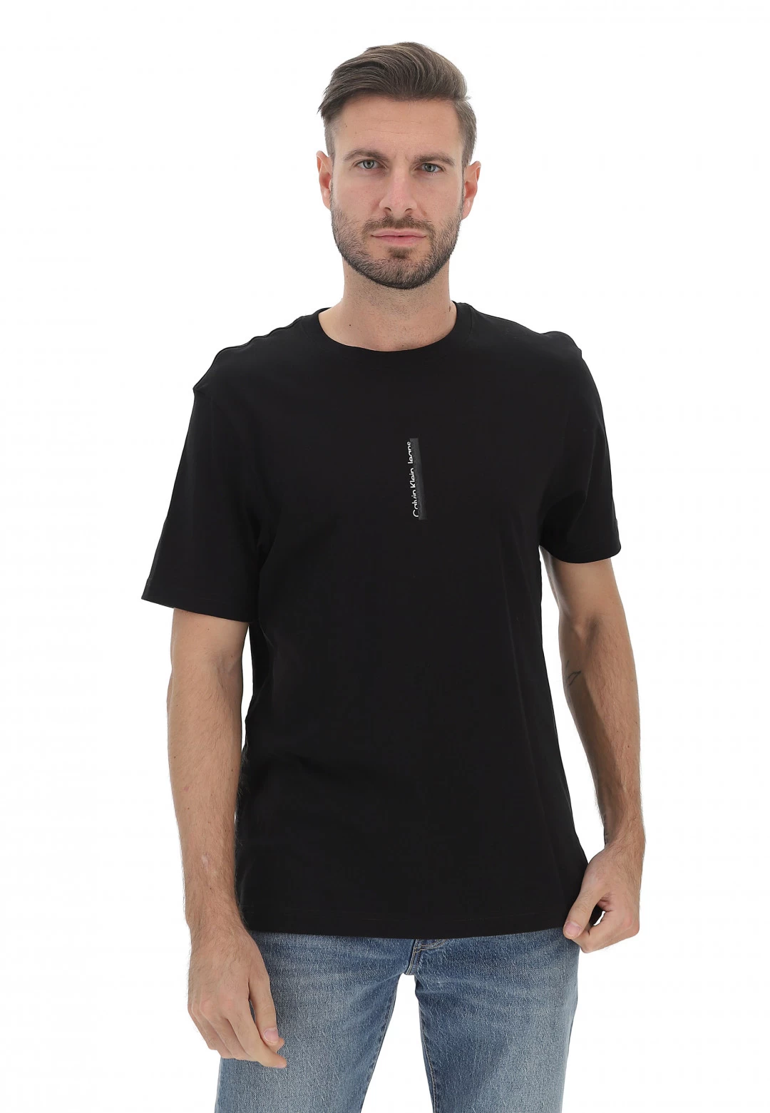 Calvin Klein Jeans T-shirt Calvin Klein J30j322558 Im Cotone Tinta Unita Con Logo Vesticale Fronte E Retro 3 Calvin Klein Jeans T-shirt Calvin Klein J30j322558 Im Cotone Tinta Unita Con Logo Vesticale Fronte E Retro