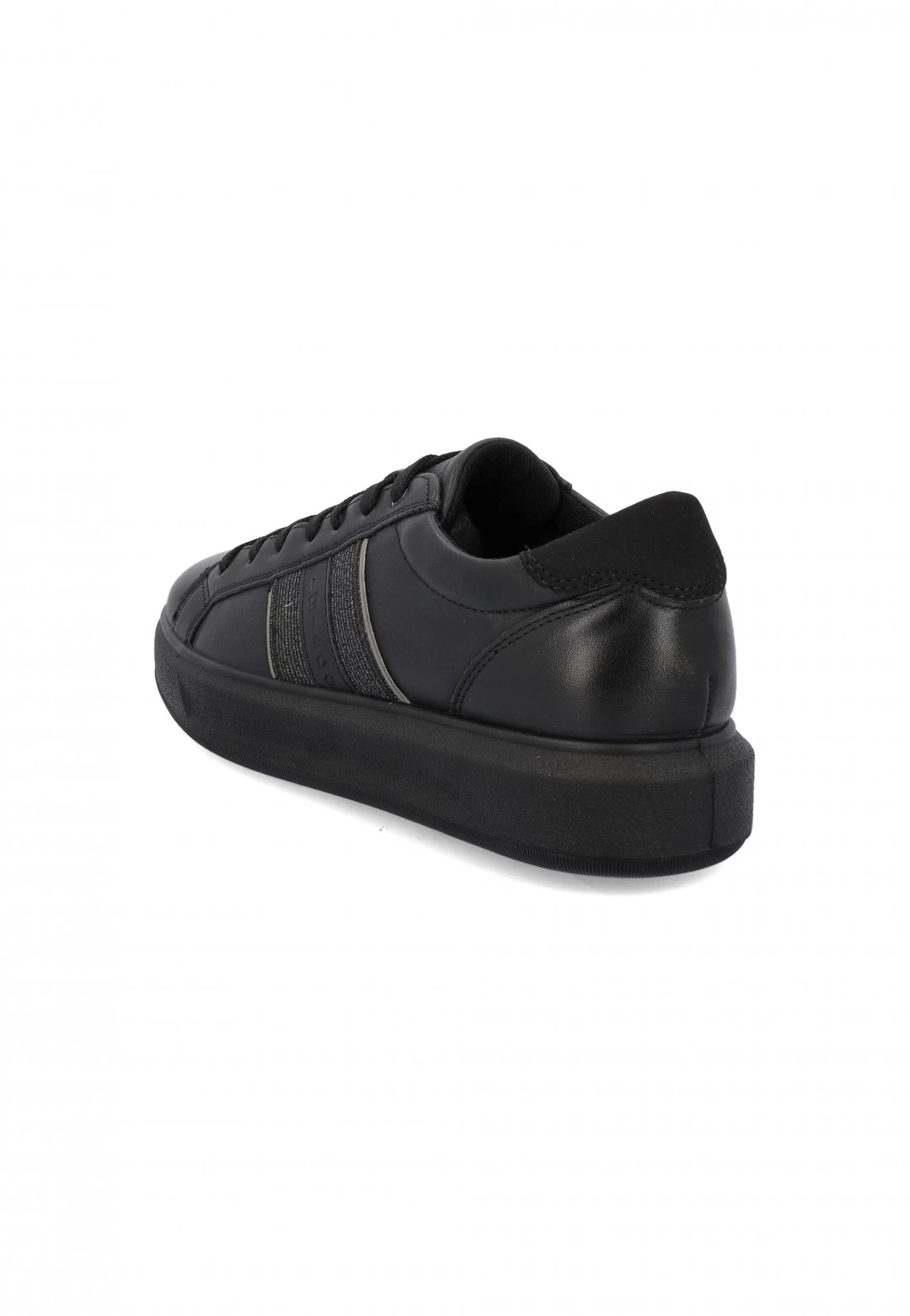 Sneakers In Pelle Nera Igi&co 2634000 Con Decorazione Tessuto Laterale 6 Sneakers In Pelle Nera Igi&co 2634000 Con Decorazione Tessuto Laterale - immagine 4