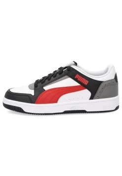 Sneakers Uomo Puma Rebound Joy Low 380747 06 Bianche E Nere Con Dettagli Rossi