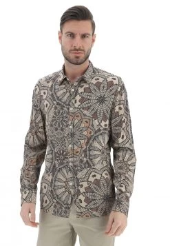 Camicia Uomo 8.9 In Viscosa Con Fantasia Geometrica