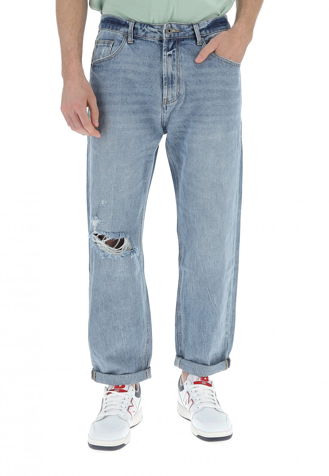 Jeans Cropped 8.9 Uomo Con Rottura Loose Fit 3 Jeans Cropped 8.9 Uomo Con Rottura Loose Fit