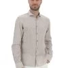 YES.ZEE Camicia Yes Zee Uomo Rigata In Misto Lino E Cotone -Negozio Da Uomo Alla Moda c526c7df04e407bbac1c679a35692261