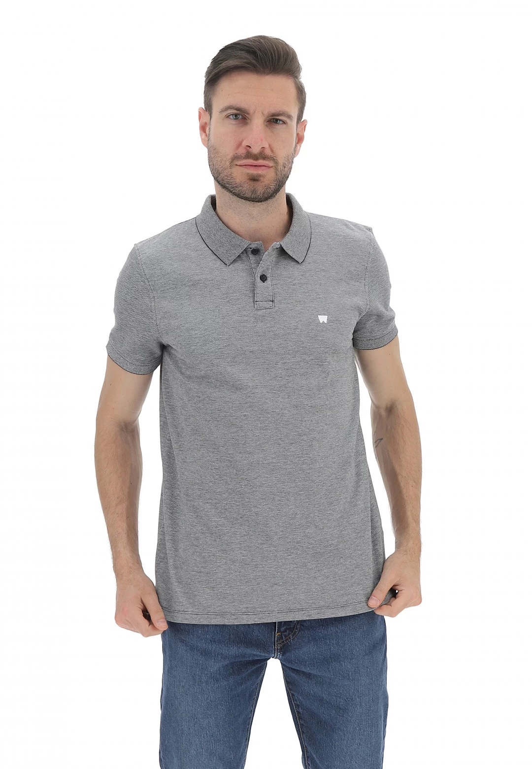 Polo Manica Corta Melange Wrangler W749khxv6 3 Polo Manica Corta Melange Wrangler W749khxv6