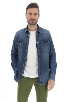 Camicia In Denim Gas Uomo Con Bottoni A Pressione