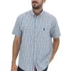 Camicia A Quadretti Azzurro/blu/marrone Colletto Botton Down