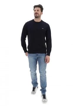 Maglioncino Girocollo Lacoste Uomo Tinta Unita Con Logo A Contrasto Sul Petto -Negozio Da Uomo Alla Moda d03528dec37dd50ad02ae854d5f719ec