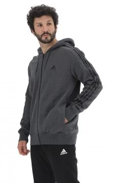 Felpa Con Cappuccio Adidas Full Zip E Maniche Con Bande Laterali