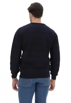 Maglione Girocollo Con Riga Tono Su Tono Blu Salina -Negozio Da Uomo Alla Moda d9c1980ba1e953dc50b4c5d75d4fd652