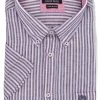 Camicia Misto Lino Manica Corta A Righe Ascot Over