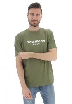 T-shirt Uomo Gas Con Scritta Gommata In Rilievo