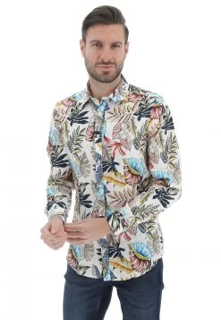 Camicia In Lino Gianni Lupo Fantasia Floreale All Over