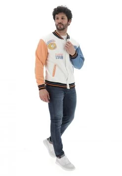 Bomber Age College Tricolor In Cotone Made In Italy Con Bottoni -Negozio Da Uomo Alla Moda efcf56c1324d41e739f49b9274c89377